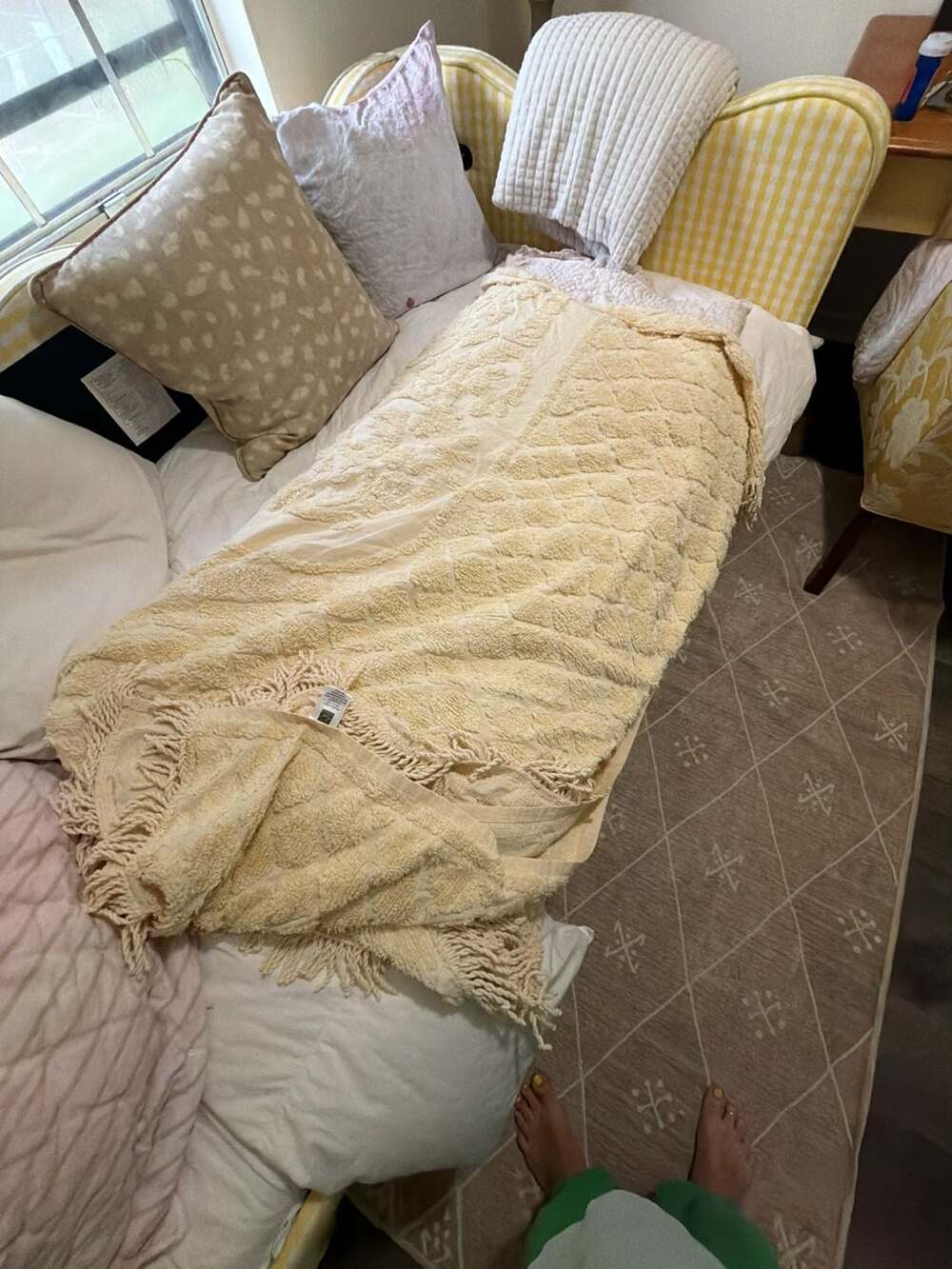 Lamont Home Heirloom King Matelasse Bedspread Ivory Floral Fringed 100% Cotton